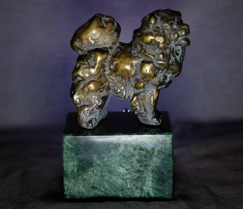 Fine Bronze Dog Sculpture On Granite Base, by Samvel Kalashyan