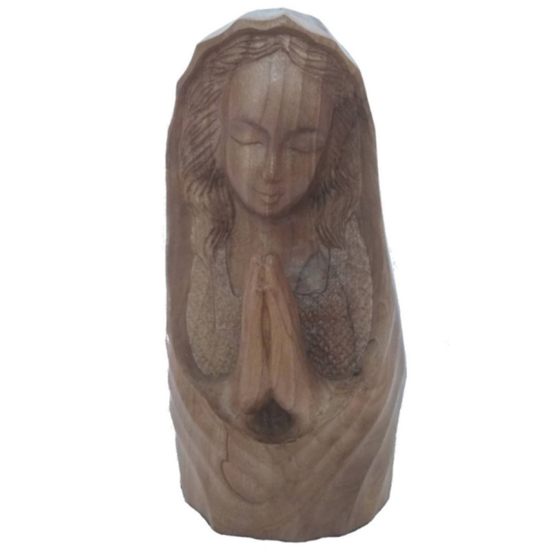 Handmade Carved Wood of Mother of God Praying, by Araik Harutunyan