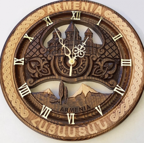 Hand Carved Wooden Clock