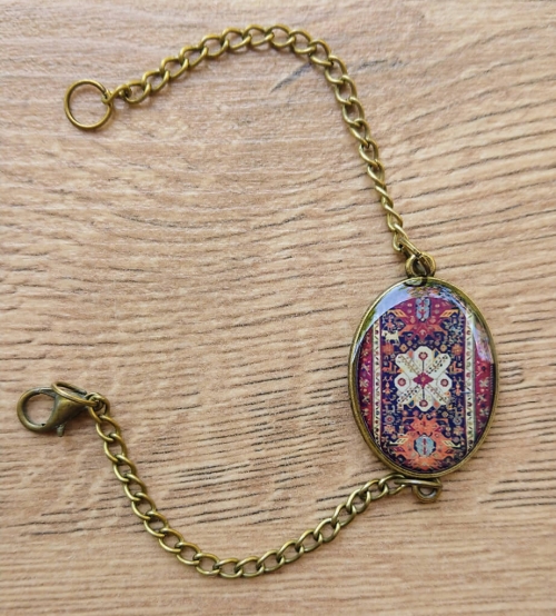 Oval glazed bracelet with Armenian ornaments, by Anahit Harutyunyan