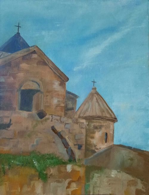 Our Old Monastery - Goshavank, oil painting by Lusine Harutiunian