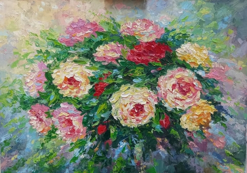 Impressionism Flowers, oil painting by Arman Asatryan
