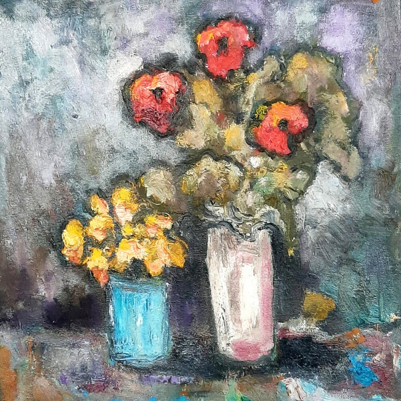 Still Life with Flowers, oil painting by Taira