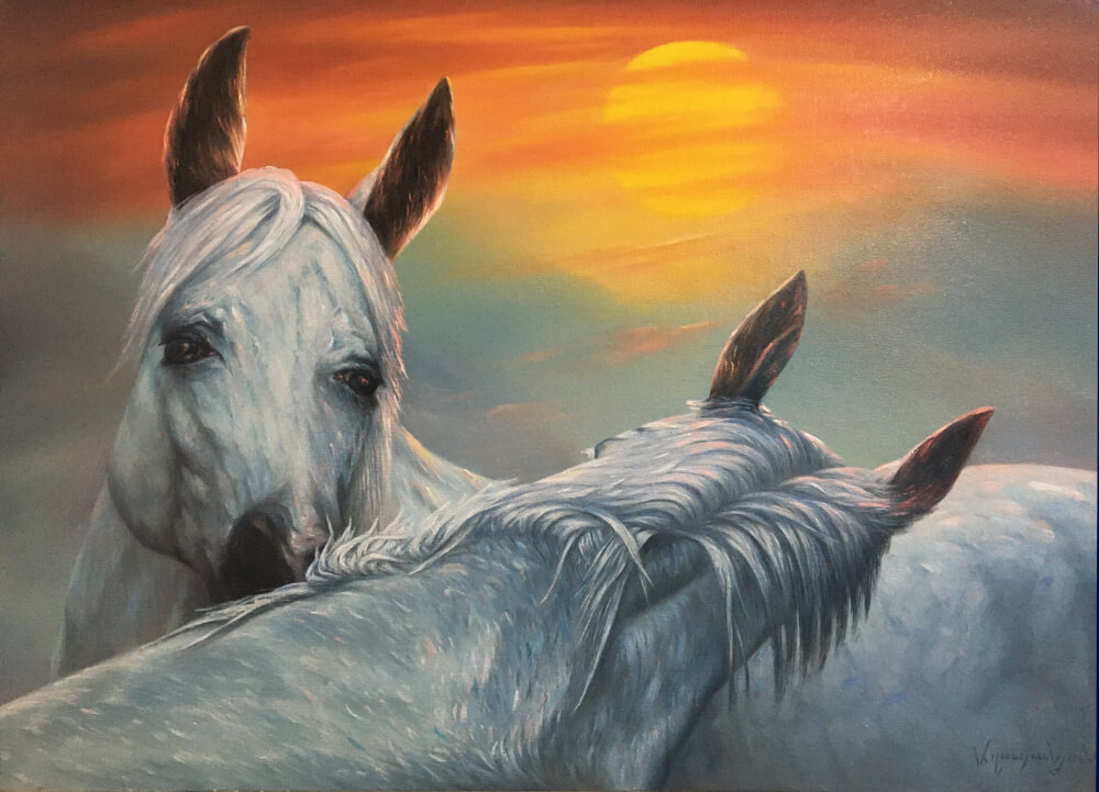 Horses, oil painting by David Aghajanyan
