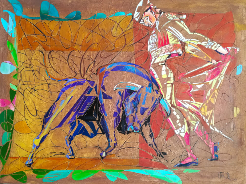 Bullfight, oil painting by Anahit Mirijanyan