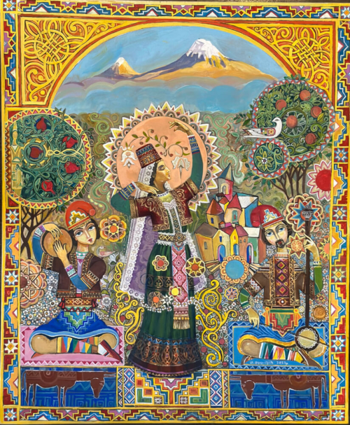 Armenian Dancer, acrylic painting by Tigran Tigranyan