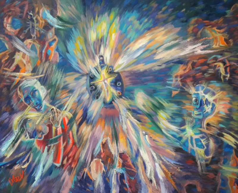 History Restarts, oil painting by Vigen Sayadyan