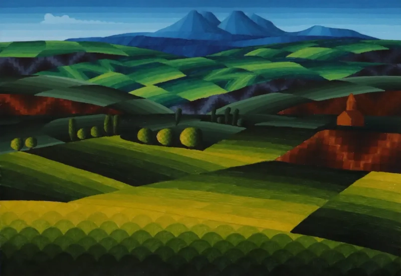 "Patchwork of Fields", painting by Eduard Nersesyan