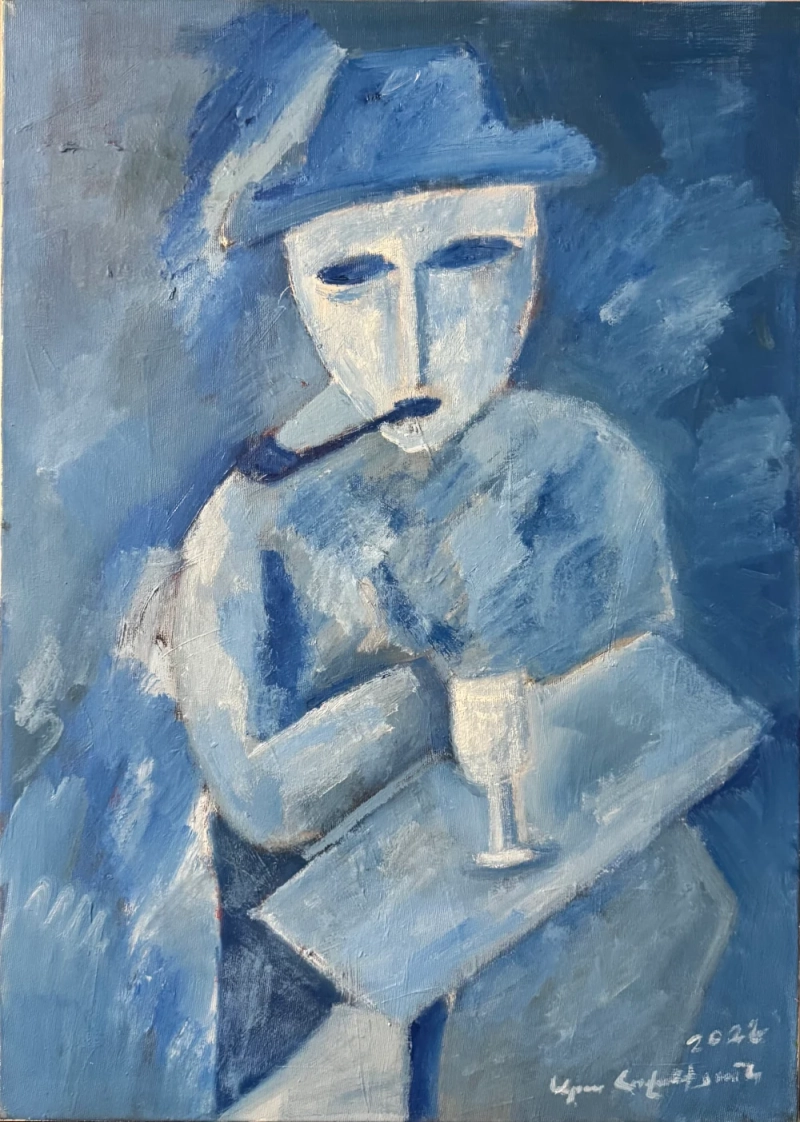 "The Man with the Pipe", oil painting by Ara Hovsepyan