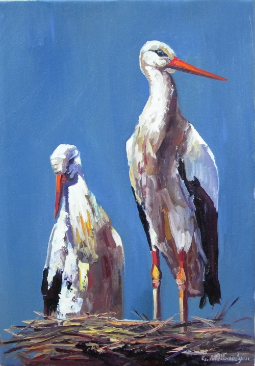 «Արագիլներ», յուղանկար, հեղինակ՝ Գարեգին Նալբանդյան