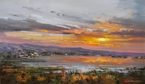 «Լիճը՝ մթնշաղին», յուղանկար, հեղինակ՝ Գարեգին Նալբանդյան