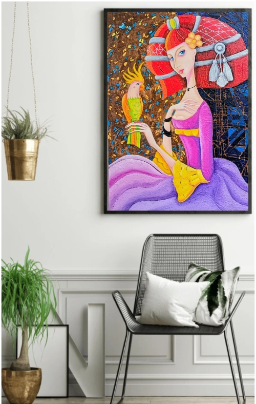 «Իմ թութակը», յուղանկար, հեղինակ՝ Անահիտ Միրիջանյան