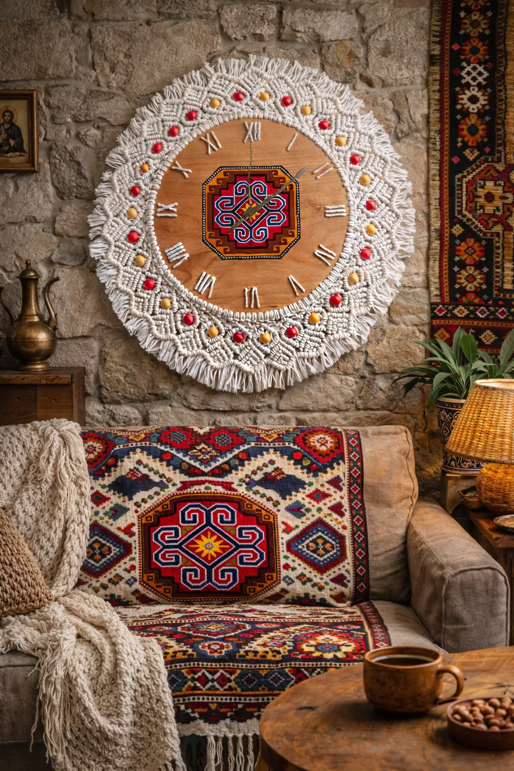 «Ազգային նախշ», ձեռագործ պատի ժամացույց, հեղինակ՝ Նաիրա Մխիթարյան