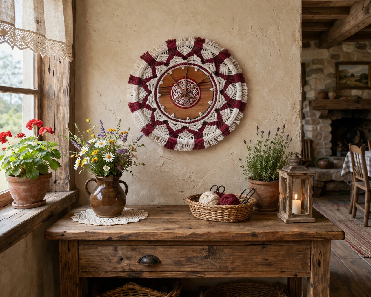 “The Color of Pomegranate”, handmade wall clock