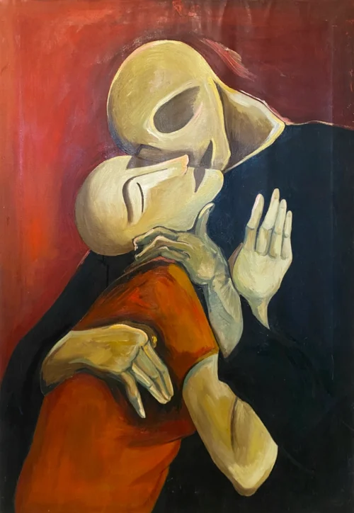 "In the Embrace…", oil painting by Arpine Virabyan. Oil painting on canvas.