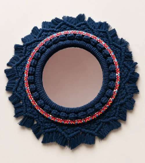 “Handmade Wall Mirror with Blue Ornaments”, author: Naira Mkhitaryan. Handmade Wall Mirror.