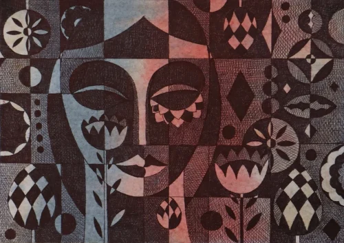 "In the Patterns", painting by Eduard Nersisyan. Painted on paper with watercolor and pen.