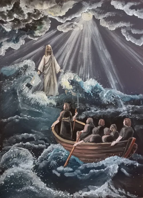 “Parallels”, acrylic painting by Mary Khachikyan. Acrylic painting on paper.
