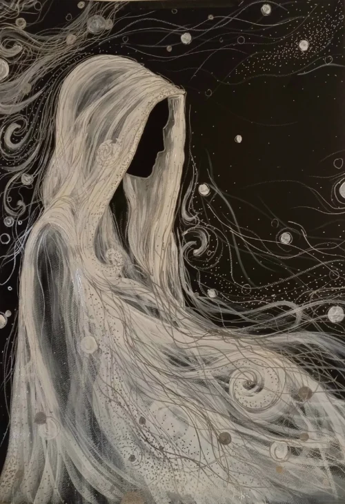 “Silence”, acrylic painting by Mary Khachikyan. Acrylic painting on paper.