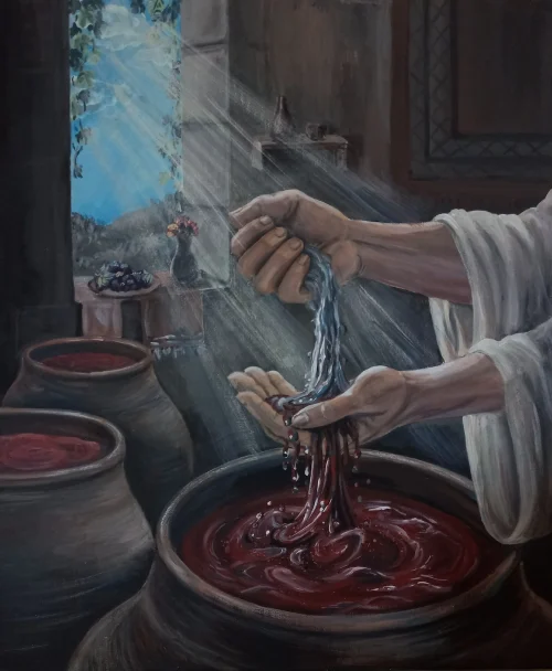 “The Wedding at Cana”, acrylic painting by Mary Khachikyan. Acrylic painting on canvas.