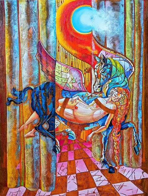 "Ascent", oil painting by Anahit Mirijanyan. Oil on canvas painting.