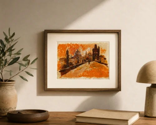 Room mockup featuring an oil painting by Anahit Samvelyan. Oil painting in high-quality paper.