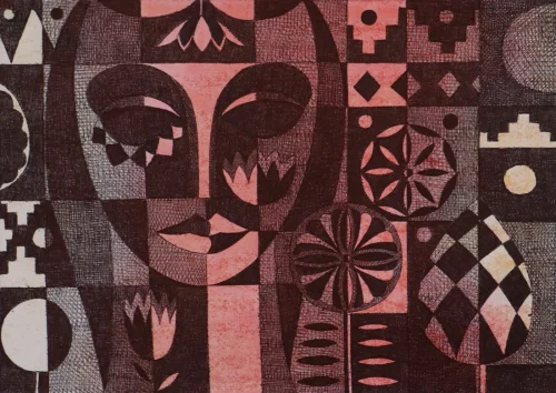 “Geometric Portrait”, painting by Eduard Nersisyan. Watercolor painting on paper.